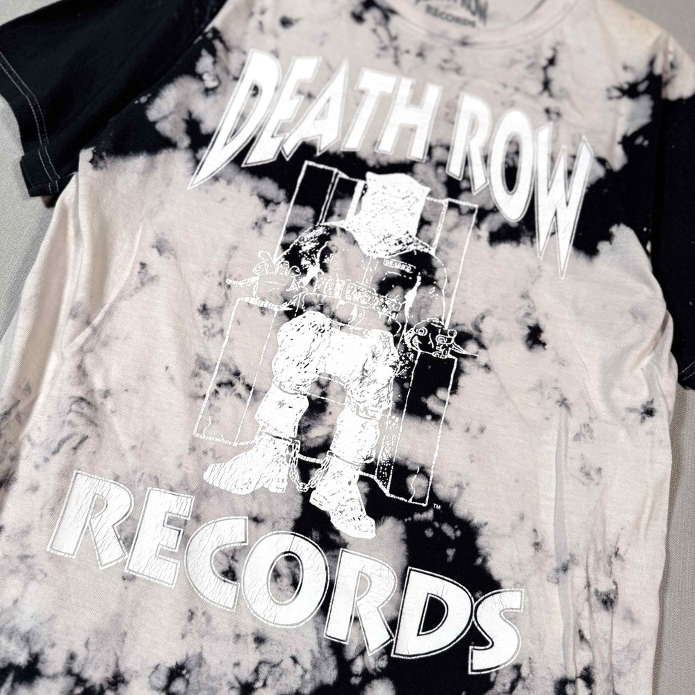 Death Row Records Tie Dye Graphic Tee Mens Medium Black White Streetwear Shirt
